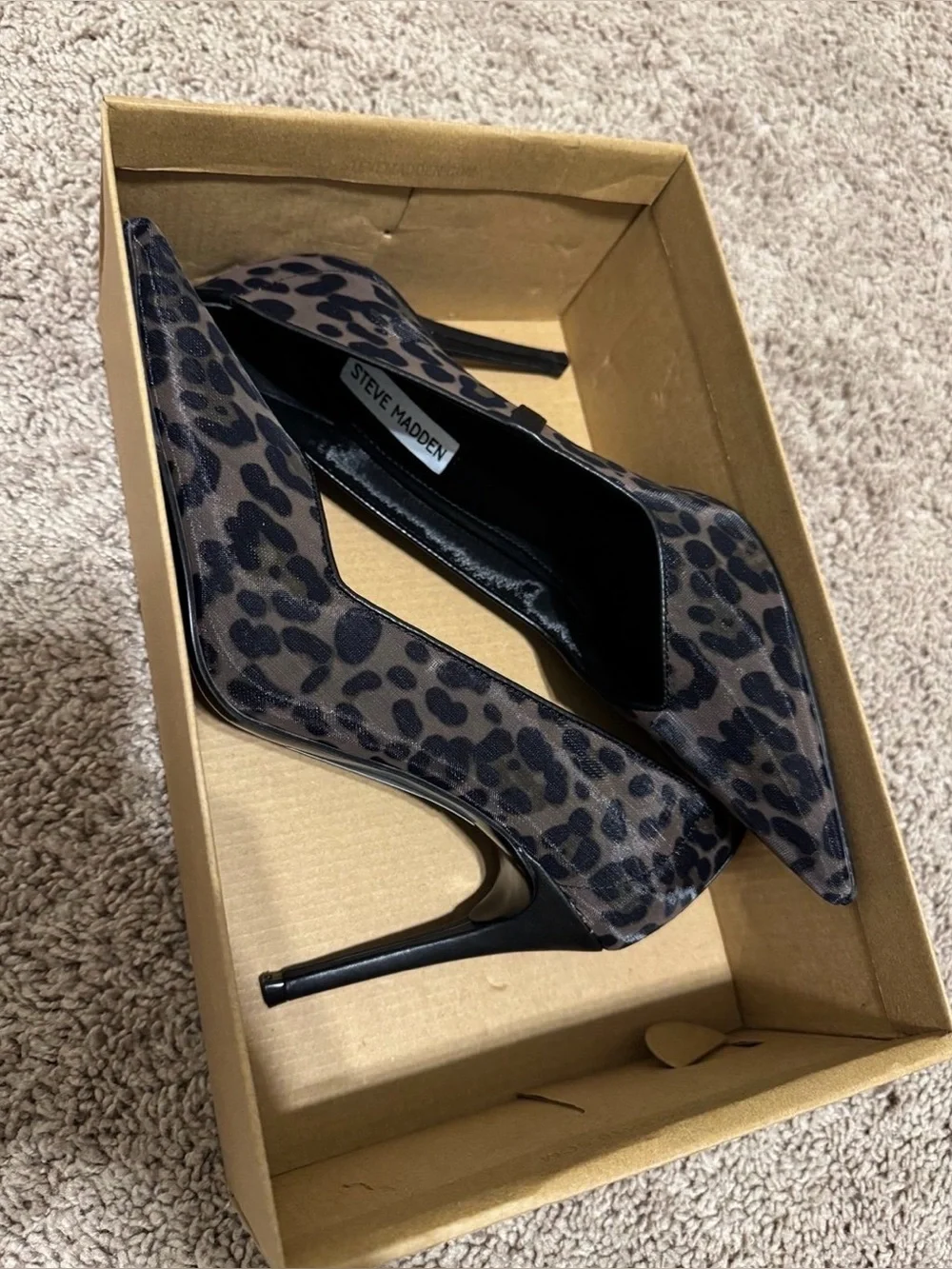 Steve Madden Leopard-Print Pointed Toe Pumps in Brown and Black